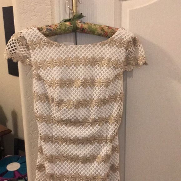 NWT Lilly Pulitzer Gold Daisy Lattice Dress size 0 - Picture 8 of 8